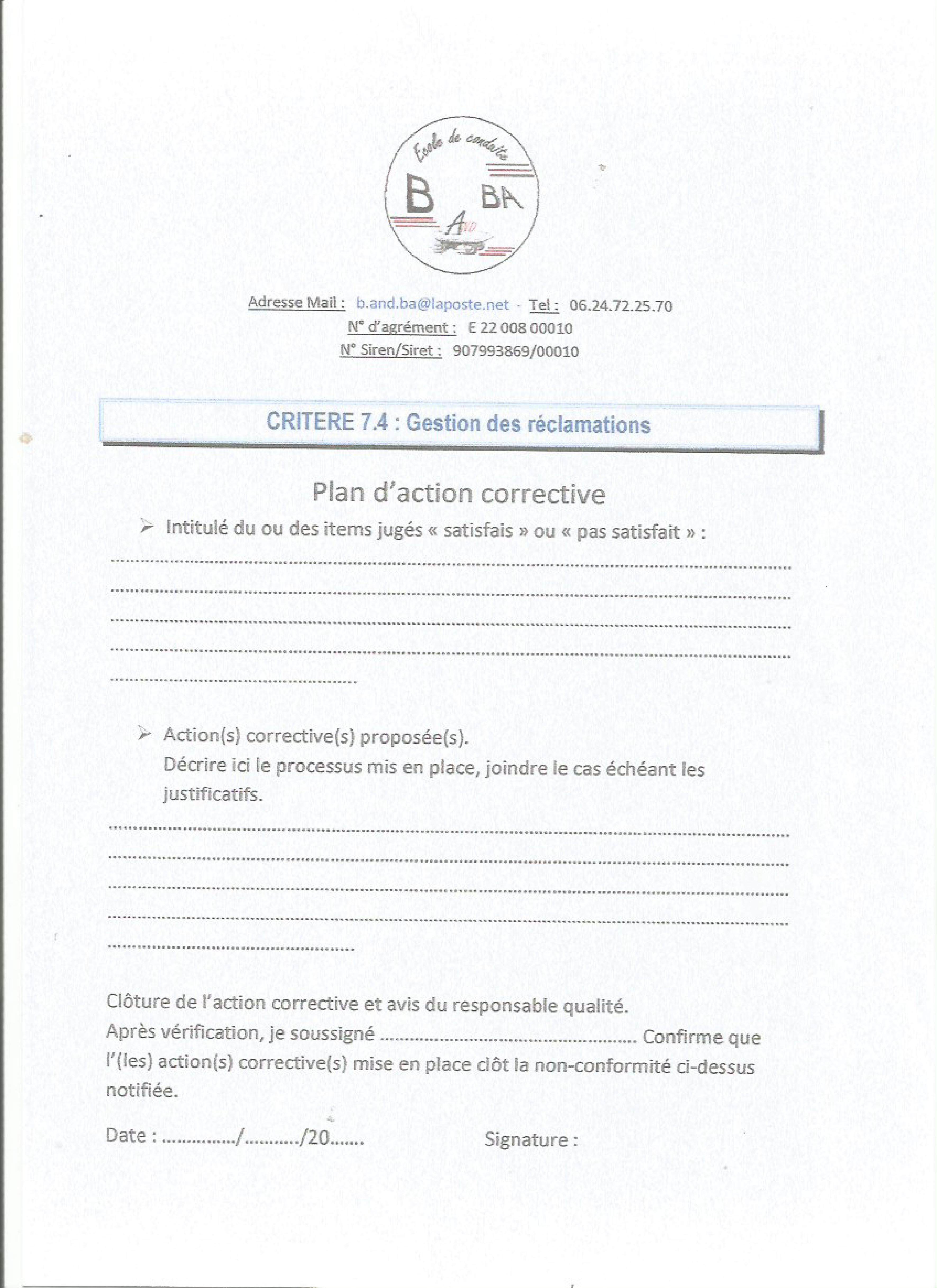 Gestion des reclamations